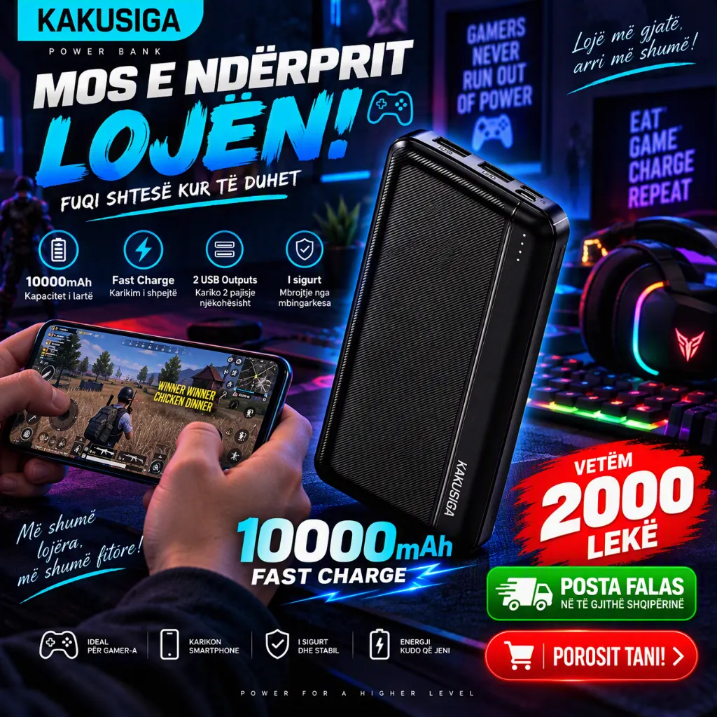 KAKUSIGA POWER BANK 10000mAh — Mos Mbet Më Pa Bateri! - Image 3