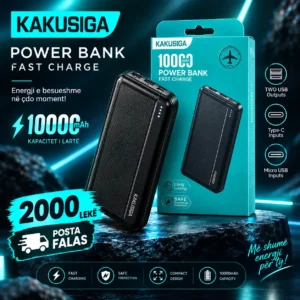 KAKUSIGA POWER BANK 10000mAh — Mos Mbet Më Pa Bateri!