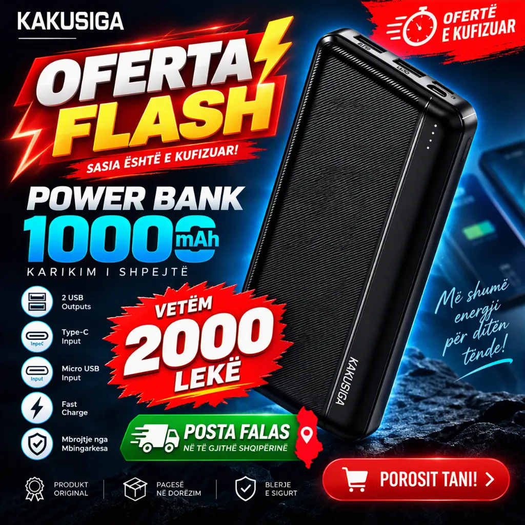 KAKUSIGA POWER BANK 10000mAh — Mos Mbet Më Pa Bateri! - Image 7